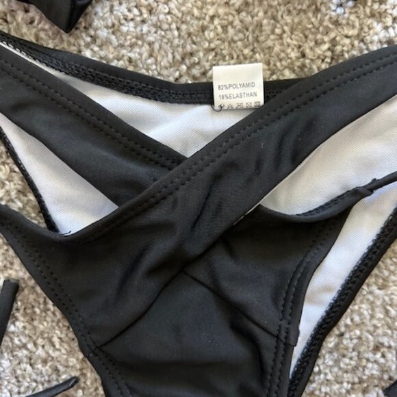 Women's Halter Triangle Tie Side Bikini Sets Size: M Rhinestone Bathing Suits Tw - Picture 5 of 6